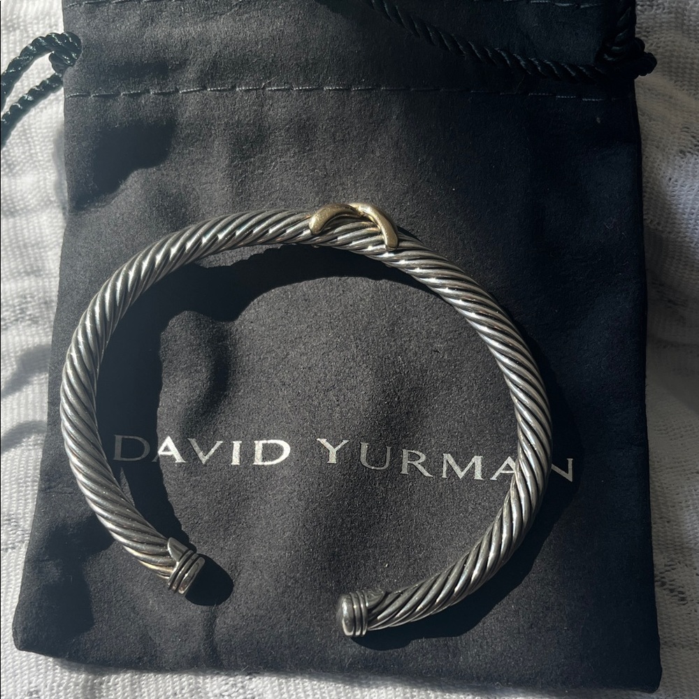 David Yurman Twisted Silver Bracelet with Gold Accent